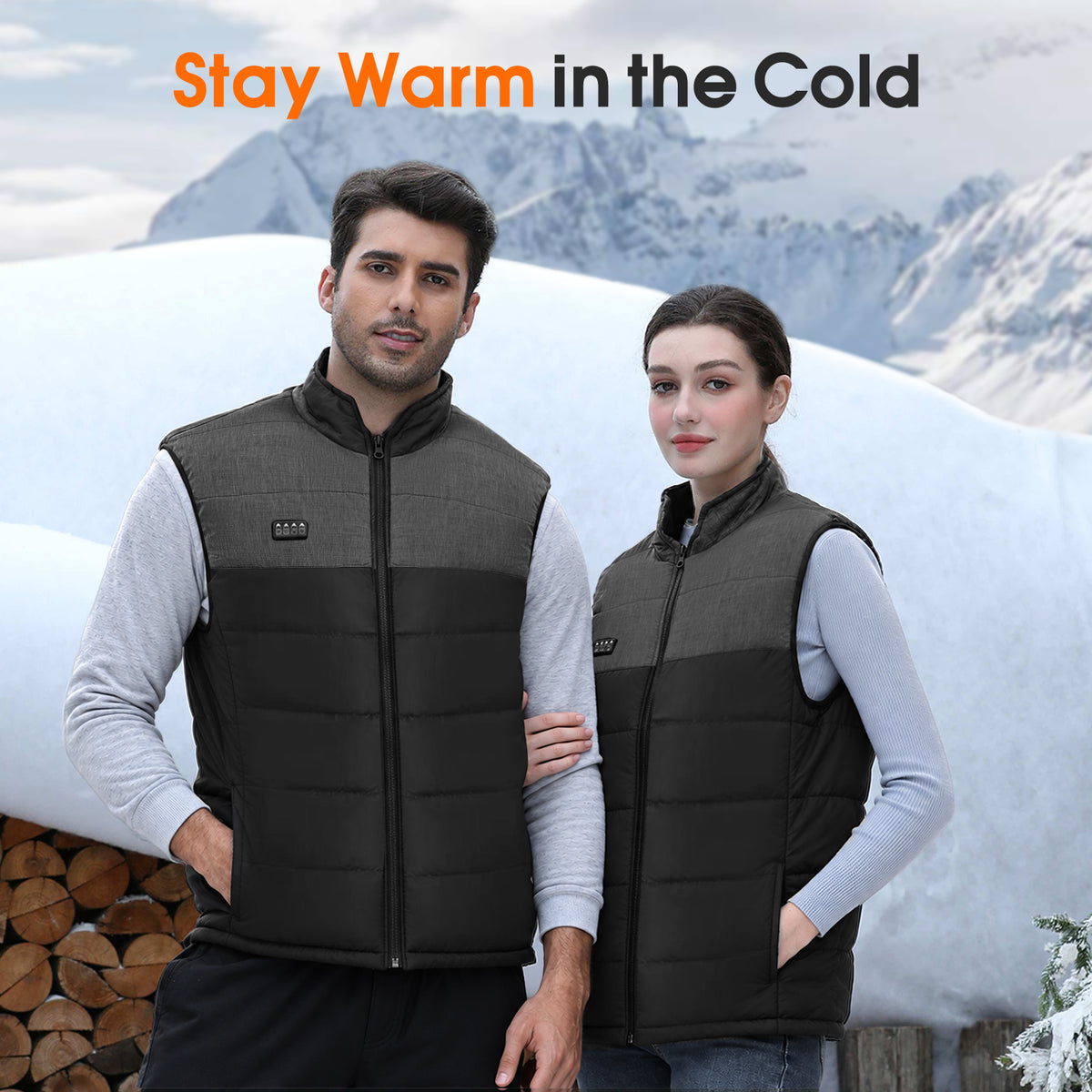 Heated Vest for Men with 20000mAh Power Bank, Black& Grey